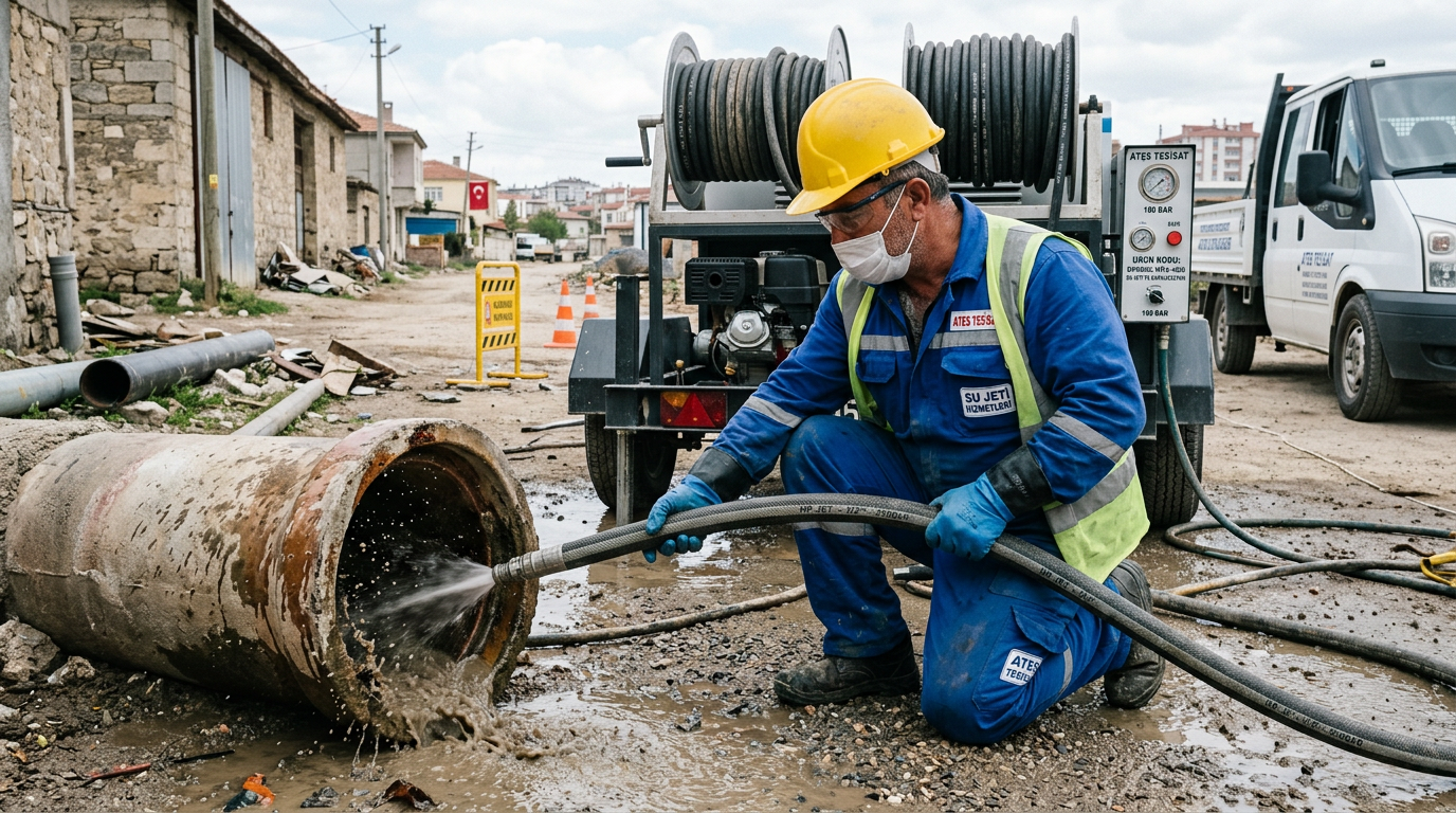 Gider hattı temizliği ve tıkalı gider müdahalesi